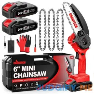 BEST Mini Chainsaw 6 Inch Gardtech Cordless Portable Electric Chain Saw Handheld Electric Chainsaws with 2023 Upgraded 4 Chains 2 Batteries Good