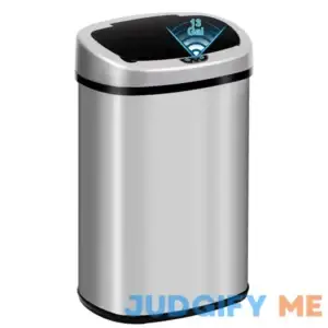 Bigacc Kitchen Trash Can with Lid 13 Gallon Trash Can Touch-free & Motion Sensor Garbage Can Brushed Stainless Steel 50 Liter High-capacity Trash
