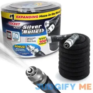BulbHead Pocket Hose Silver Bullet Turbo Shot Nozzle Multiple Spray Patterns Expandable Garden Hose 3/4 in Solid Aluminum Fittings Lead-Free