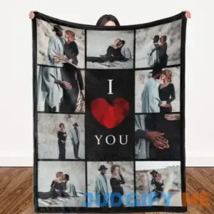 Custom Blanket Memorial Gift with Photo Text Collage: Made in USA