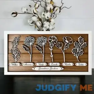 Custom Grandma's Garden Birth Month Flower Frame With Grandkids Names For Mother's Day