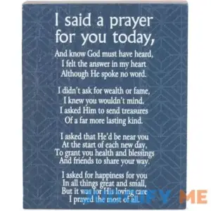 Dicksons Said A Prayer For You Navy Blue 4 x 3 Wood Decorative Tabletop Block Plaque
