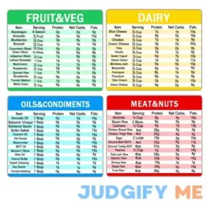 Diet Cheat Sheet Quick Guide Fridge Magnet Reference Charts for Kitchen