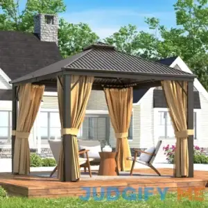 Erommy Outdoor Hardtop Gazebo with Galvanized Steel Double Roof & Aluminum Frame