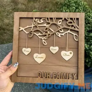 Family Tree Wood Sign Personalized Name Engraved Home Wall Decor Christmas Gift For Mom Grandma