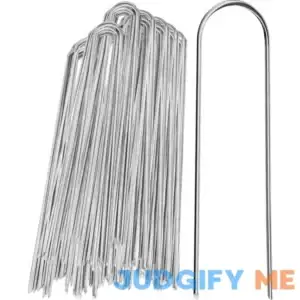 GROWNEER 100 Packs 12 Inches Heavy Duty 11 Gauge Galvanized Steel Garden Stakes Staples Securing Pegs for Securing Weed Fabric Landscape Fabric