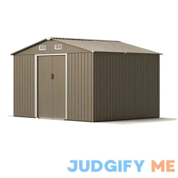 Gotland 10FT x 8FT Metal Storage Shed for Outdoor with Design of Lockable Slide Doors and Air Vent Gotland 10FT x 8FT Metal Storage Shed for Outdoor with Design of Lockable Slide Doors and Air Vent