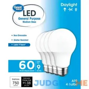 Great Value LED Light Bulb 9W A19 General Purpose Lamp E26 Medium Base