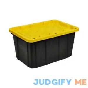 HDX 27 Gal. Tough Storage Tote in Black and Yellow