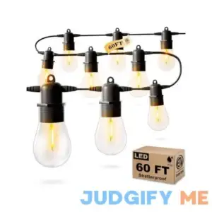Jerritte 60FT LED Outdoor String Lights with 16 Edison Shatterproof IP65 Waterproof Bulbs