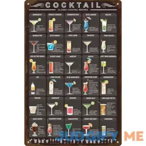 KIRMADA Cocktail Mixology Recipe Tin Signs Bar Signs for Home Bar Decor 8x12 Inch