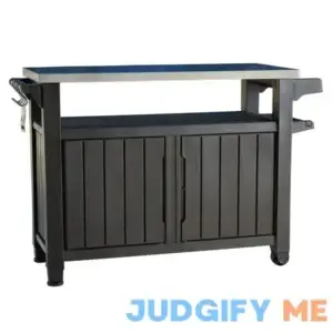 Keter Unity XL Outdoor Kitchen Bar Rolling Cart with Storage Cabinet
