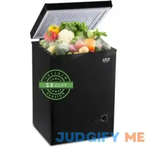 Krib Bling Chest Freezer 3.5 Cu.Ft Mini 7 Gears Temperature Control Compact Deep Freezer with Top Open Door and Removable Storage Basket