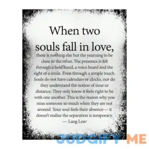 Lang Leav Love Quotes Wall Decor- When Two Souls Fall in Love- Love Wall Art - Soulful Romantic Wall Decor Print