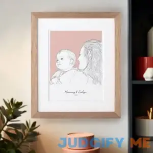 Letterfest Personalized Mommy and Me Color Block People Line Portrait