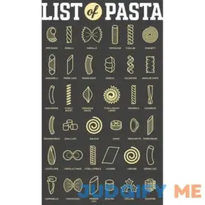 List of Pasta Styles Shapes Types Chart Diagram Cool Wall Decor Art Print