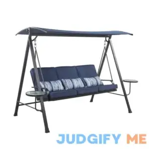 Living Accents 3 Person Black Steel Swing with Tables