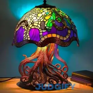 Mmoneyake Painting Mushroom Table Lamp 5.9 Inch Hight Stained Plant Series Night Light