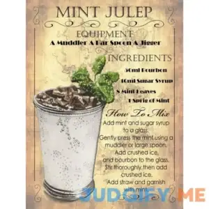 NINGFEI Mint Julep Cocktail Recipe Metal Tin Sign 12x16 Inch Garage Bar Restaurant Club Decor