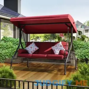 NOBLEMOOD 3-Seat Patio Porch Swing with Adjustable Canopy