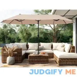 PHI VILLA 13ft Large Patio Umbrella Double-Sided Twin Outdoor Market Umbrella with Crank