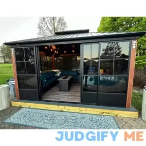 PURPLE LEAF 12' X 14' Patio Hardtop Gazebo Double Top Outdoor Screen House Aluminum Solarium Backyard Sun Room with Detachable Windows