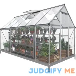 Papajet Hybrid Polycarbonate Greenhouse Vent Window Lockable Hinged Door Walk-in Hobby Greenhouse Aluminum Hot House for Outdoor Garden