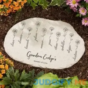 Personalized Garden Of Love Round Garden Stone - 7x12 - Unique Mother's Day Gifts