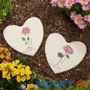 Personalized Heart Garden Stone - Birth Month Flower - 5x5 - Unique Mother's Day Gifts
