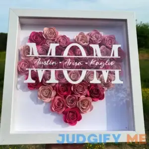 Personalized Mom Flower Shadow Box With Kids Name For Mother's Day
