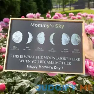 Personalized Mommy's Sky Moon Phase Print Frame With Kids Names Meaningful Mother's Day Gifts