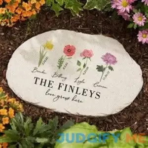 Personalized Round Garden Stone - Birth Month Flower - Unique Mother's Day Gifts