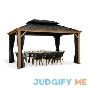 Purple Leaf 12' x Outdoor Hardtop Gazebo for Patio Galvanized Steel Double Roof Permanent Aluminum Frame Gazebo