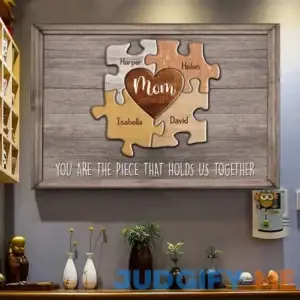 Puzzle Canvas Mom You Are The Piece That Holds Us Together Personalized Canvas Gift For Mother Grandma