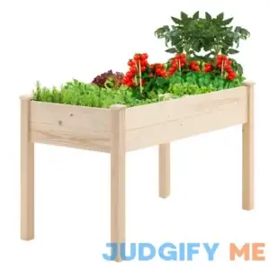 SOLAURA Outdoor 4 ft Wooden Raised Garden Bed Elevated Planter Box Kit Grow Vegetable Flower Herb Gardening