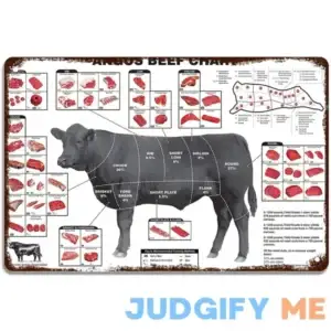 STOOKI Angus Beef Cuts Of Meat Butcher Chart Poster Metal Sign Vintage Tin Signs Wall Decor Decoration for Home Kitchen Garage Retro Plaque