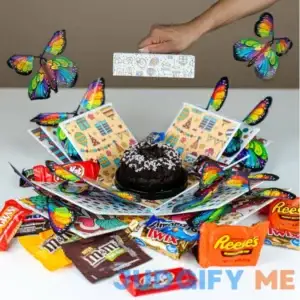 Send a Cake Explosion Box Gift with Flying Butterfly Surprise & Candy