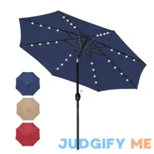 Simple Deluxe 9' Solar Umbrella 32 LED Lighted Patio Umbrella Table Market Umbrella with Push Button Tilt/Crank Outdoor Umbrella for Garden