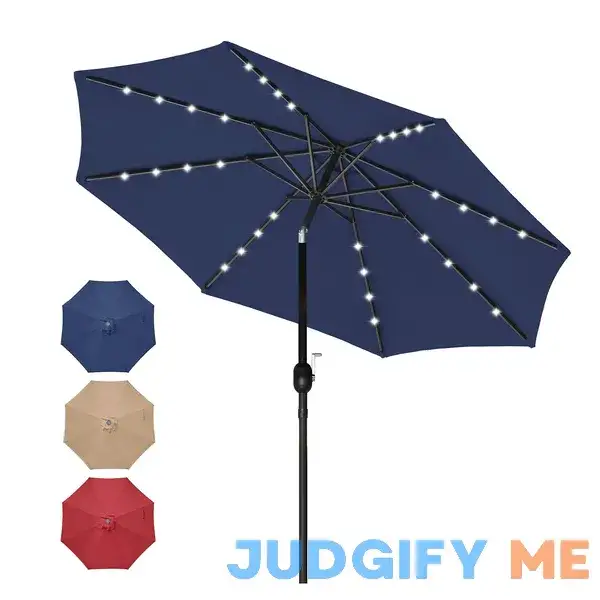 Simple Deluxe 9' Solar Umbrella 32 LED Lighted Patio Umbrella Table Market Umbrella with Push Button Tilt/Crank Outdoor Umbrella for Garden Simple Deluxe 9' Solar Umbrella 32 LED Lighted Patio Umbrella Table Market Umbrella with Push Button Tilt/Crank Outdoor Umbrella for Garden