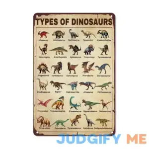Type Of Dinosaurs Vintage Metal Wall Art Posters Prints Wall Decor Sign for Home Room Bathroom Bedroom Kitchen Bar Office 8x12 Inch
