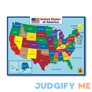 UNCLE WU United State Map Laminated Poster -Double Side Educational Poster For Kids/Adults
