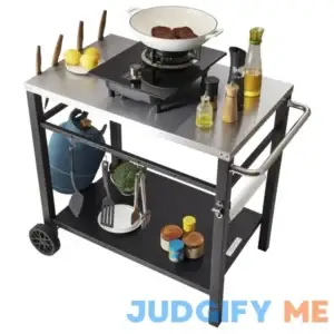 VEVOR Outdoor Grill Dining Cart with Double-Shelf BBQ Movable Food Prep Table