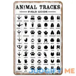 VOTHI Funny Retro Metal Tin Sign Animal Tracks Field Guide Farmhouse Home Rustic Decor Gifts