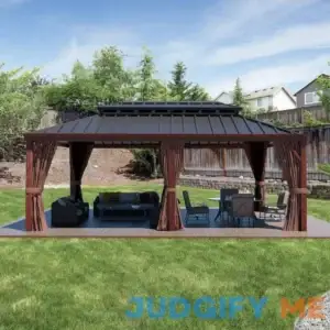 Veikous Gazebo Aluminum Double Hardtop Roof