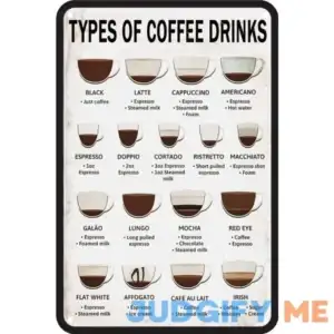 Vintage Coffee Signs For Coffee Bar Coffee Menu Knowledge Metal Tin Sign Art Wall Decor Types Of Coffee Drinks Retro Poster Cafe Living Room Kitchen