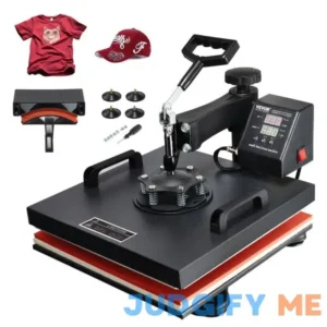 15 in. x 15 in. Heat Press Machine 2 in 1 Digital Precise Heat Control Sublimation Transfer Printer for T-Shirt Hat Cap