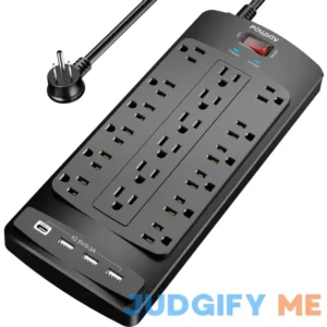 18 Outlets Surge Protector Power Strip - 6 Feet Flat Plug Heavy Duty Extension Cord with 18 Widely Outlets and 4 USB Ports