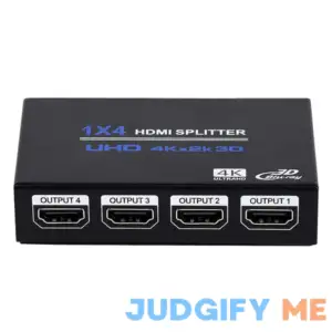1x4 HDMI Splitter 1 in 4 Out HDMI Splitter Audio Video Distributor Box Support 3D & 4K x 2K Compatible for HDTV