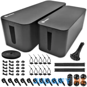 2 Pack Cable Management Box • includes 148pcs Organizer Kit • Safe Abs Material • Protects And Hides Power Strip
