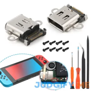 2 Pack for Nintendo Switch Charging Port Replacement For Nintendo Switch Dock Connector NS Switch USB Type C Charge Power Socket Jack Port Console